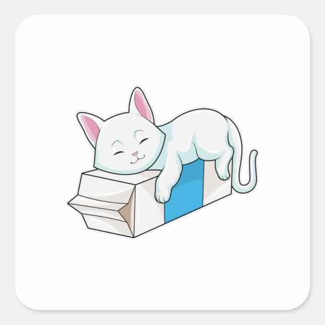 Pegatina Cuadrada Gato con leche (Anverso)