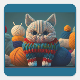 Pegatina Cuadrada Gato Con Una Actitud "A" Capital