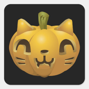 Pegatina Cuadrada Gato de calabaza