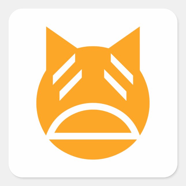 Pegatina Cuadrada Gato de Emoji cansado (Anverso)