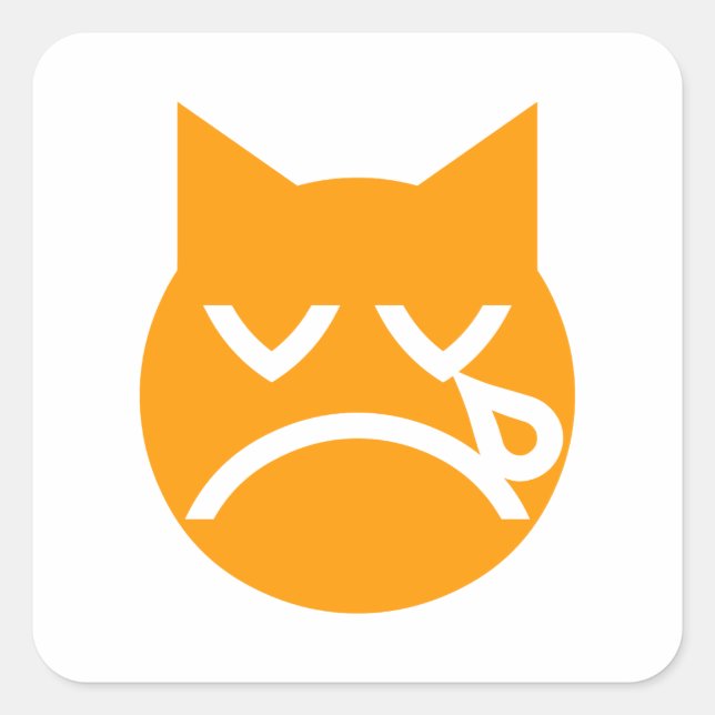 Pegatina Cuadrada Gato de Emoji llorando (Anverso)