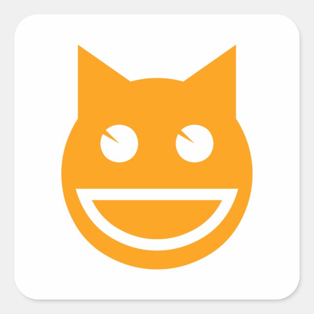 Pegatina Cuadrada Gato de Emoji sonriente (Anverso)