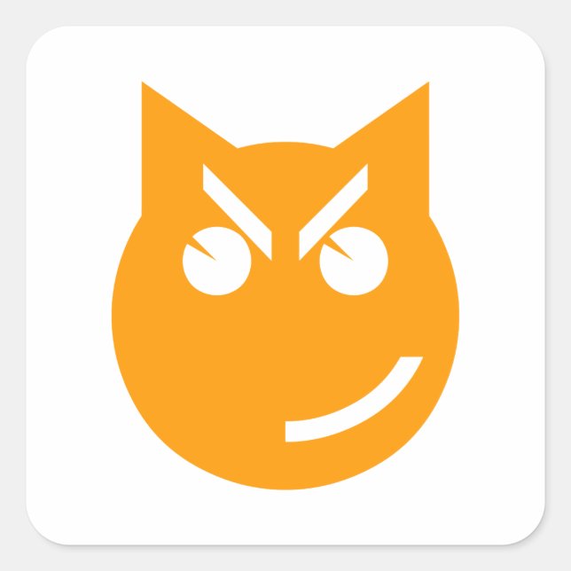 Pegatina Cuadrada Gato de Emoji sonriente (Anverso)