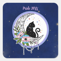 Gato de galaxia y flores en colores de bandera tra