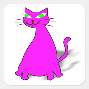 Pegatina Cuadrada Gato de grasa rosa