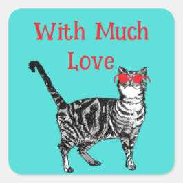 Pegatina Cuadrada Gato de Guay Tabby Eres Un Gato De Guay Amado