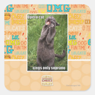 Pegatina Cuadrada Gato de ópera