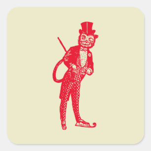 Pegatina Cuadrada Gato de ópera sofisticada de época