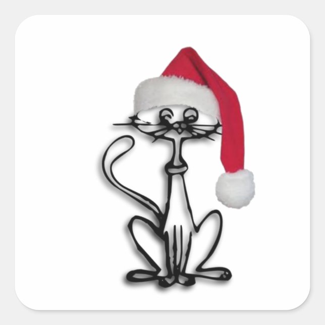 Pegatina Cuadrada Gato de Santa Kitty (Anverso)