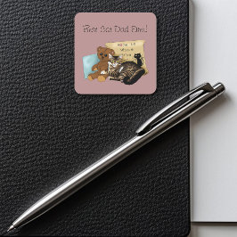 Pegatina Cuadrada Gato del día del padre