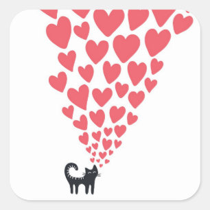 Pegatina Cuadrada Gato en amor