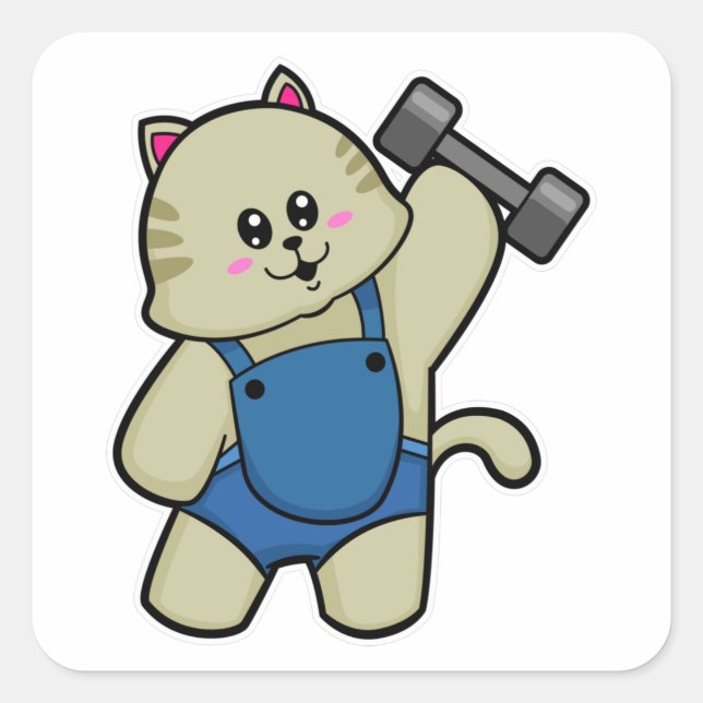 Pegatina Cuadrada Gato en forma con timbre (Anverso)