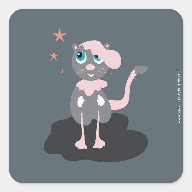 Pegatina Cuadrada Gato en marcha (Anverso)