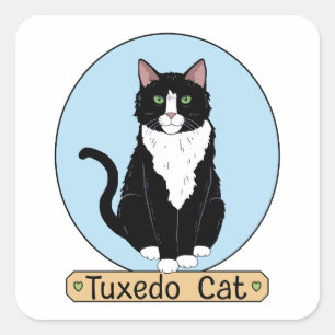 Pegatina Cuadrada Gato Esmoquin