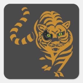 Pegatina Cuadrada Gato feliz y saludable