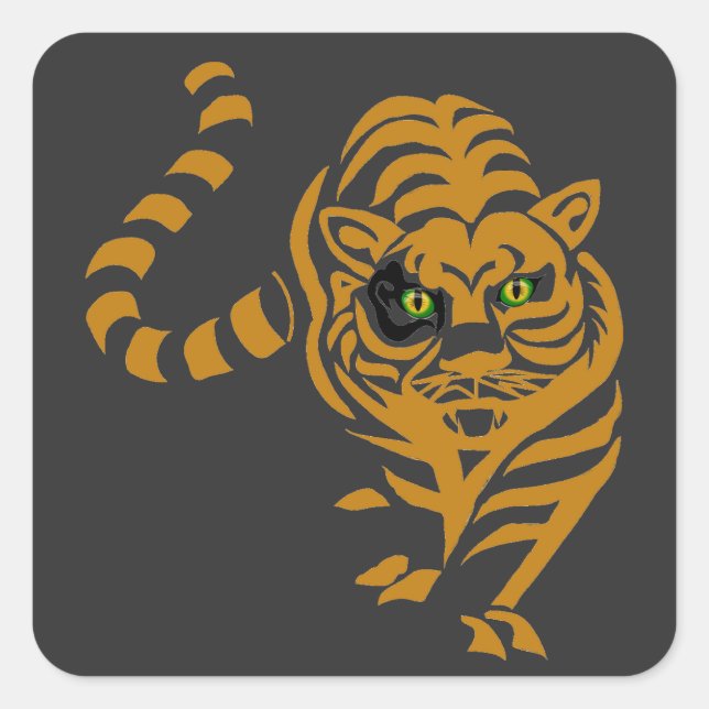 Pegatina Cuadrada Gato feliz y saludable (Anverso)