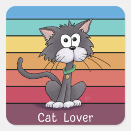 Pegatina Cuadrada Gato festivo