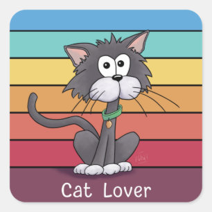 Pegatina Cuadrada Gato festivo