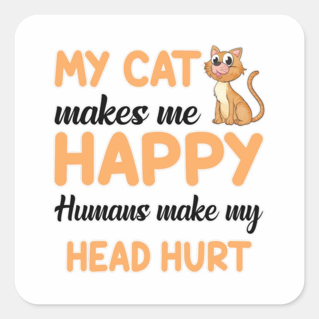 Pegatina Cuadrada Gato Gato Gato Mascota Gatito Gatito Regalo Gracio (Anverso)