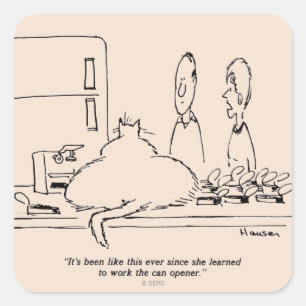 Pegatina Cuadrada Gato gordo