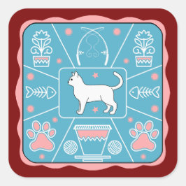 Pegatina Cuadrada gato gracioso