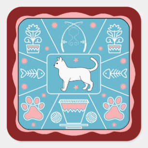 Pegatina Cuadrada gato gracioso