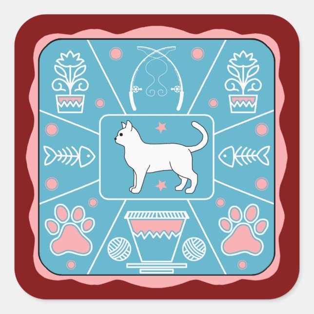 Pegatina Cuadrada gato gracioso (Anverso)