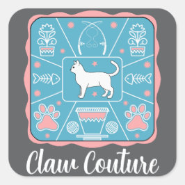 Pegatina Cuadrada gato gracioso