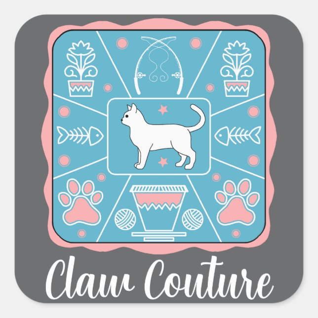 Pegatina Cuadrada gato gracioso (Anverso)