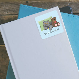 Pegatina Cuadrada Gato gris del día de la madre feliz