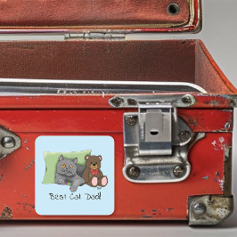 Pegatina Cuadrada Gato gris del día del padre