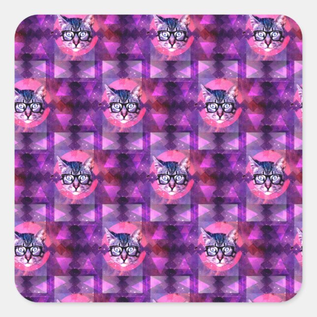 Pegatina Cuadrada gato iluminado (Anverso)