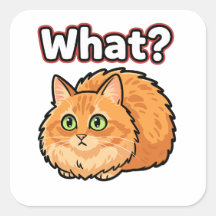 Gato Jengibre Divertido Sobresaltado ¿Qué? Pegatin