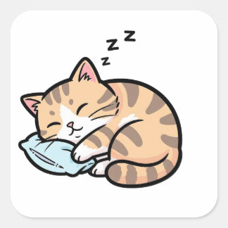 Pegatina Cuadrada Gato Kawaii Animal Adorable