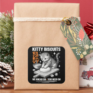 Pegatina Cuadrada Gato Kneading Baker Kitty Biscuits Los Amamos