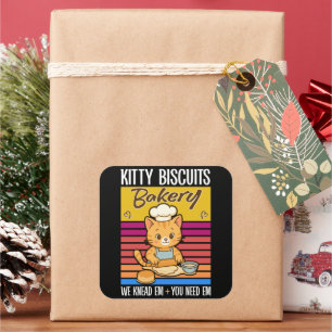 Pegatina Cuadrada Gato Kneading Baker Kitty Biscuits Los Amamos