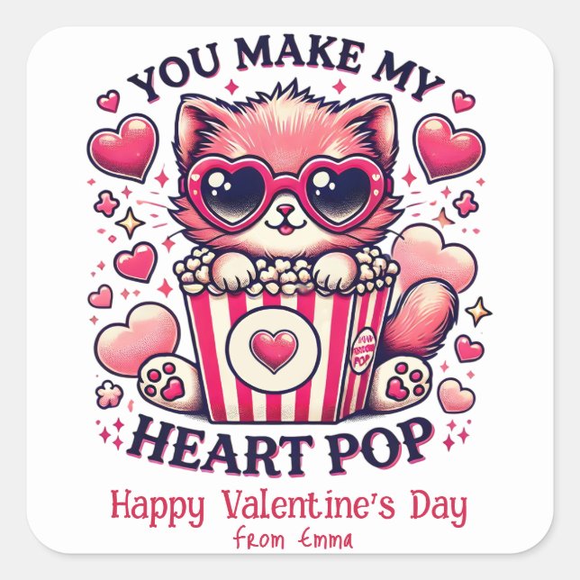 Pegatina Cuadrada Gato lindo que haces mi salón de clases pop del co (Anverso)