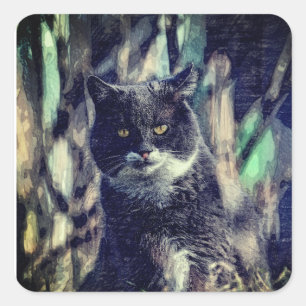 Pegatina Cuadrada Gato, mamífero, animal
