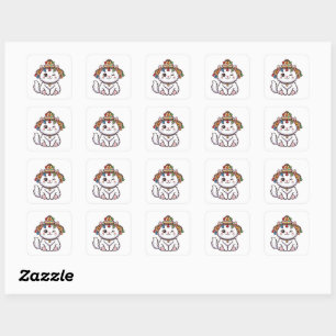 Pegatina Cuadrada Gato marroquí Kawaii lindo con NSticker tradiciona