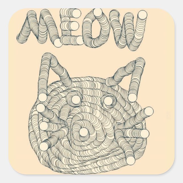 Pegatina Cuadrada Gato MEOW (Anverso)