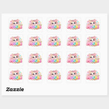 Gato Mochi Kawaii Lindo Nombre Rosa Pastel Brillan
