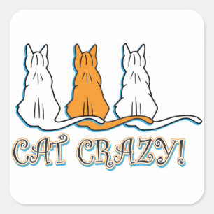 Pegatina Cuadrada Gato Naranja loco Tabby Gats