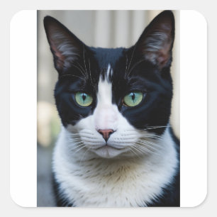 Pegatina Cuadrada Gato negro