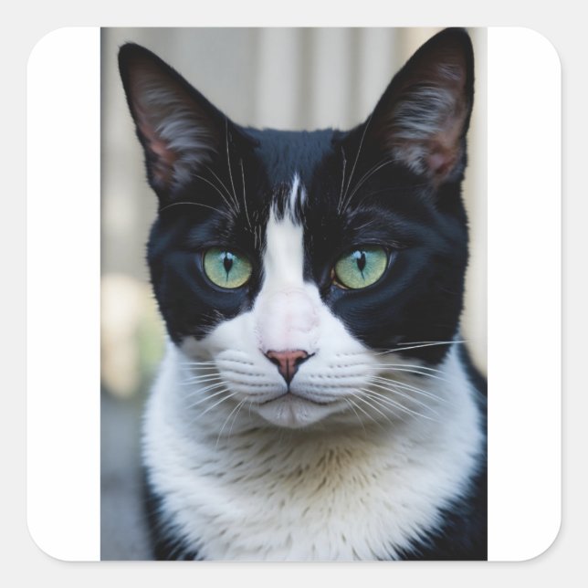 Pegatina Cuadrada Gato negro (Anverso)