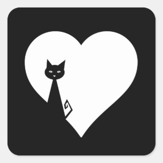 Pegatina Cuadrada Gato negro