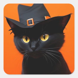 Pegatina Cuadrada Gato negro
