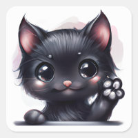Gato negro de Kawaii Adorable