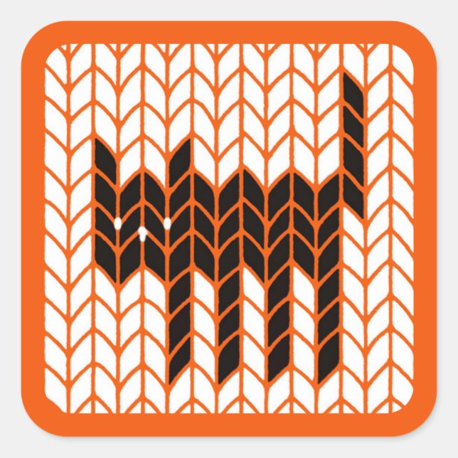 Pegatina Cuadrada GATO NEGRO KNIT Grandes Pegatinas cuadrados II (Anverso)