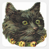 Gato negro victoriano con collar de campana