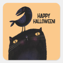 Gato negro y cuervo